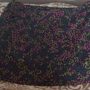 L.L. Bean Floral Skort - Blue, Pink, Green on black background. Size Small.